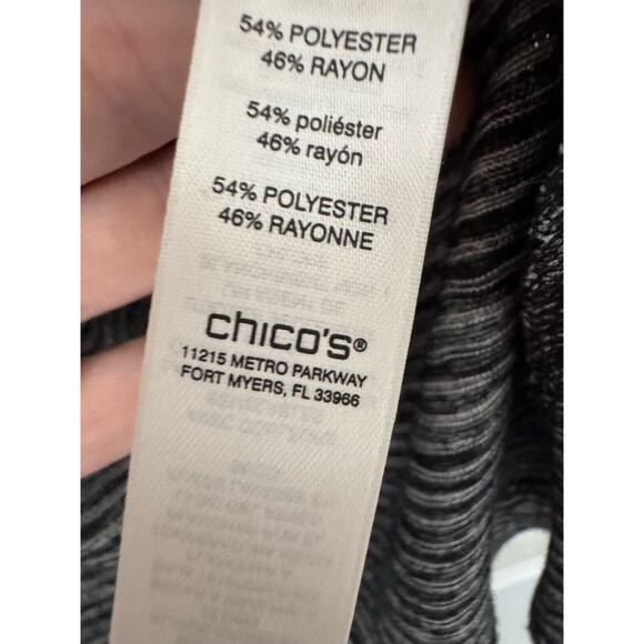 Chico's Black and White 3/4 Sleeve Open Front Cardigan Size 3/ XL - Picture 6 of 7
